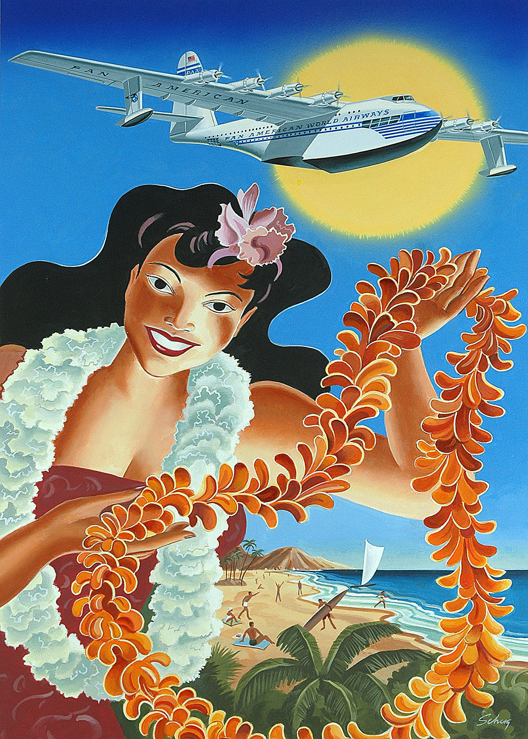 Pan Am Spruce Goose Fantasy Travel Poster
